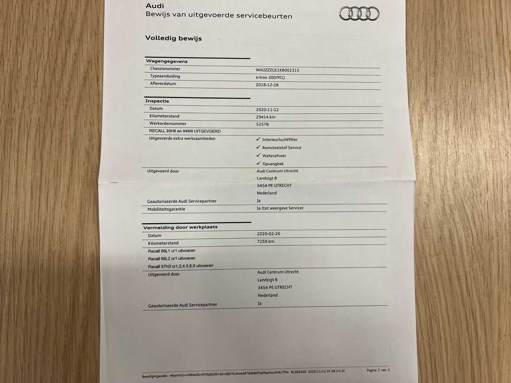 Audi E-Tron 55 Quattro Advanced 95 kWh 360pk 2018 (Origineel-NL), XH-729-D