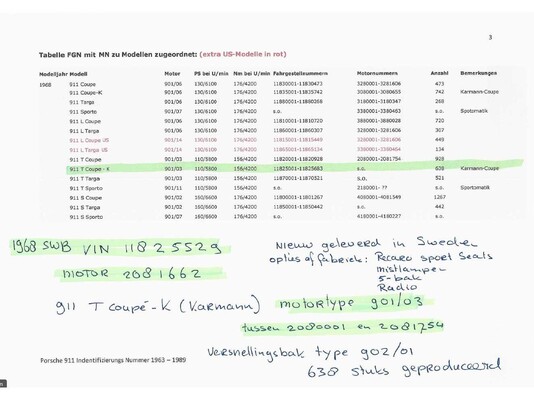 Porsche 911 T SWB 2.0 coupé Matching Numbers 110pk 1968 Oldtimer, DZ-35-72