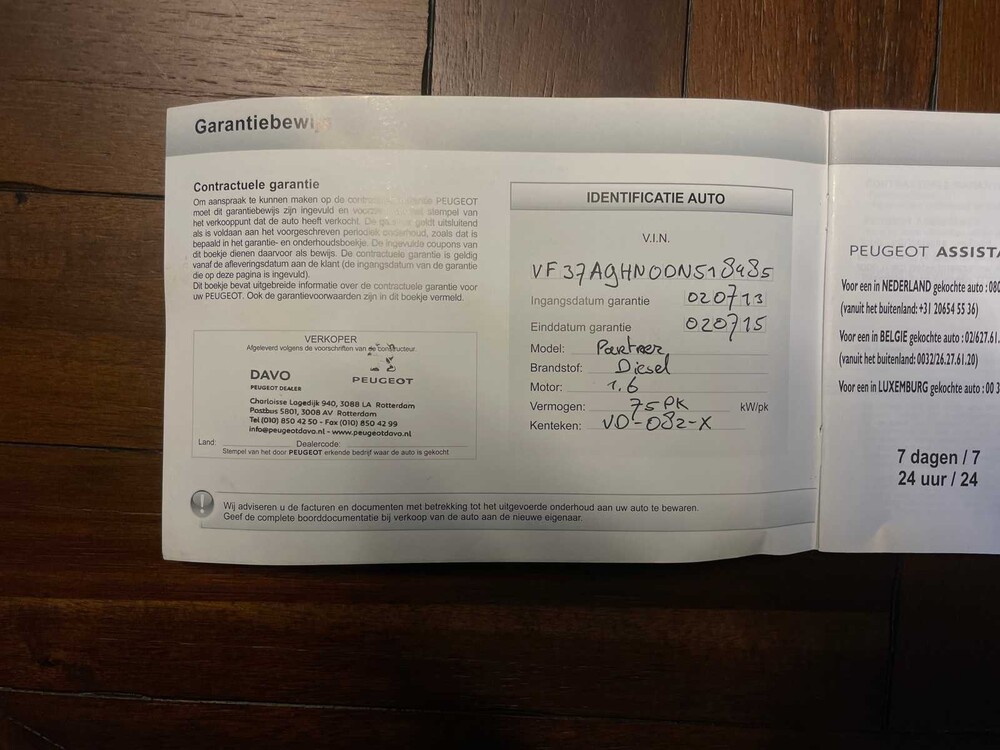 Peugeot Partner 120 1.6 HDI L1XR Pr+ 75pk 2013 -Orig.NL-, VD-082-X