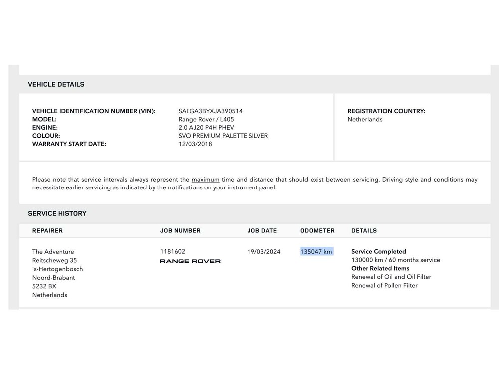 Land Rover Range Rover P400e LWB Autobiography 404PS 2018 Plug-In, XP-681-V