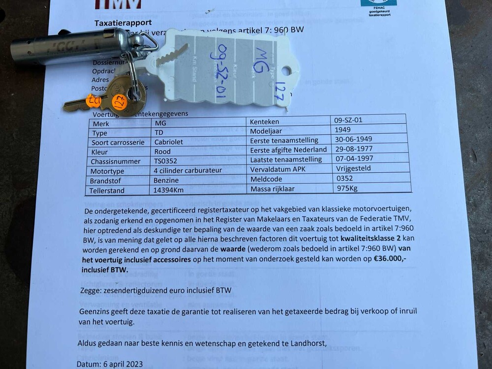 MG TD Cabriolet 54pk 1949, 09-SZ-01 Oldtimer