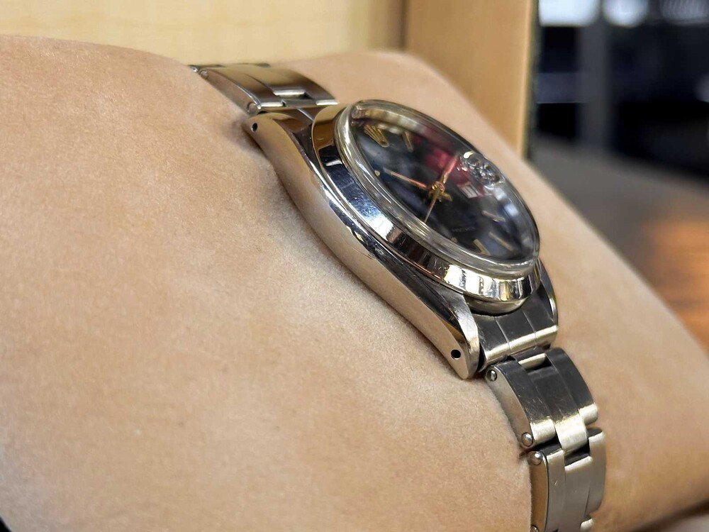 ROLEX OYSTERDATE PRECISION 6694 - SCHWARZES DAIL - NIETENARMBAND - 1965