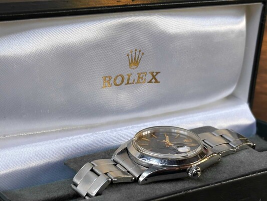 ROLEX OYSTERDATE PRECISION 6694 - BLACK DAIL - RIVET ARMBAND - 1965