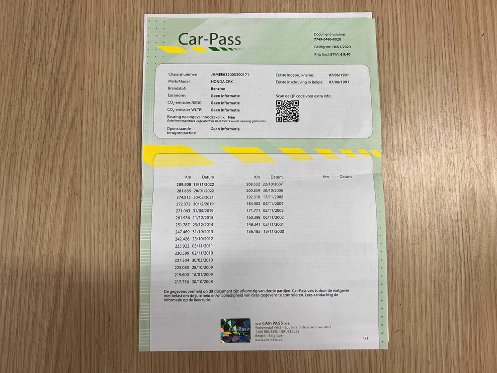 Honda CRX 1.4 90hp 1991, T-865-KZ