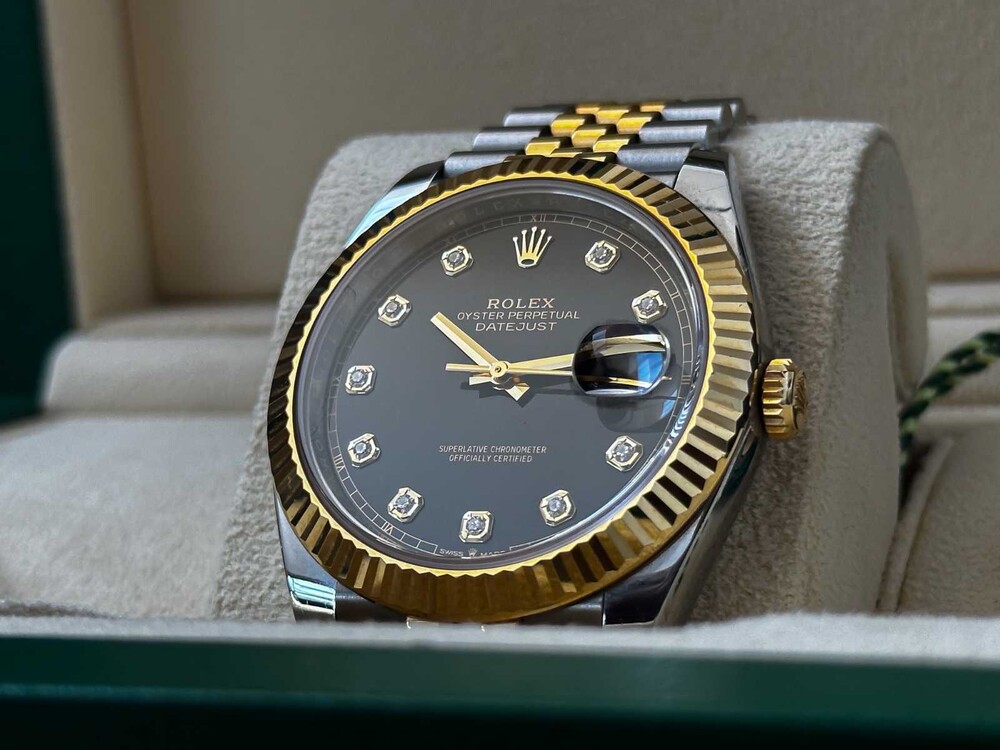 FOTOS! B/M Rolex Datejust 41 DIAMOND Oyster 41mm Oystersteel Gelbgold 126333 2023 GARANTIE 