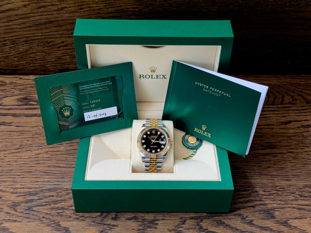 FOTOS! B/M Rolex Datejust 41 DIAMOND Oyster 41mm Oystersteel Gelbgold 126333 2023 GARANTIE 