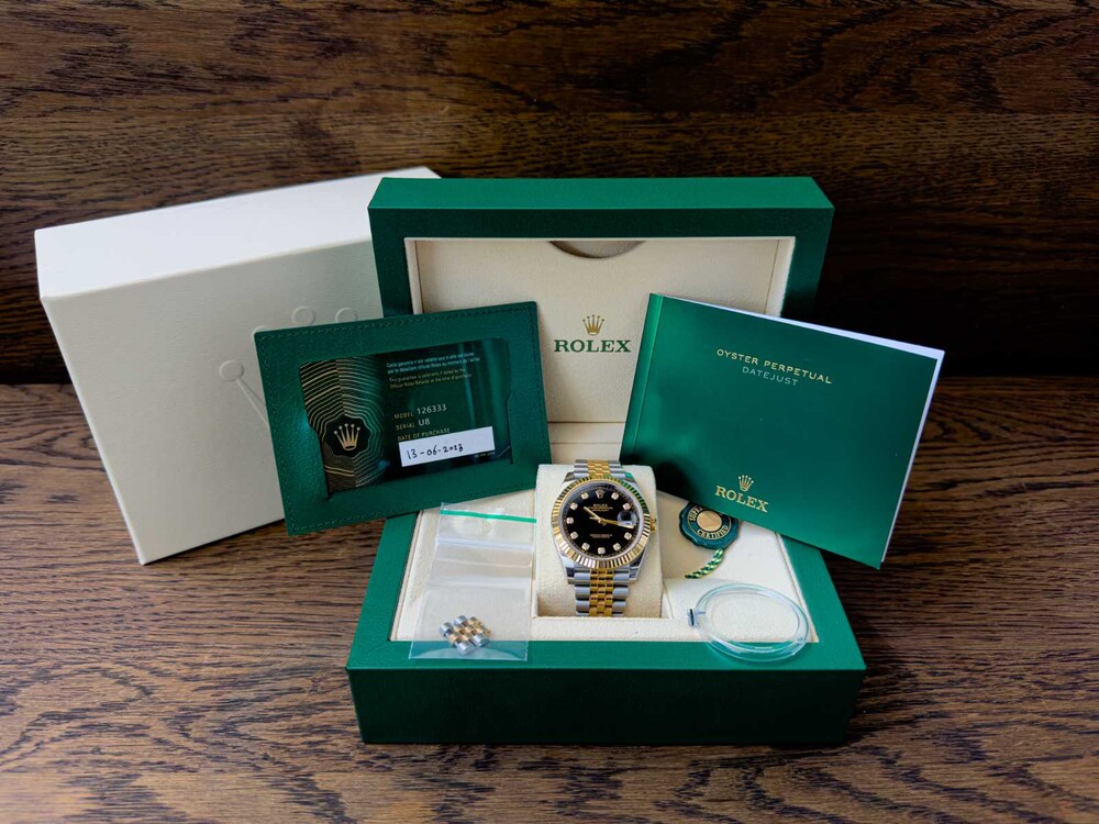 FOTOS! B/M Rolex Datejust 41 DIAMOND Oyster 41mm Oystersteel Gelbgold 126333 2023 GARANTIE 