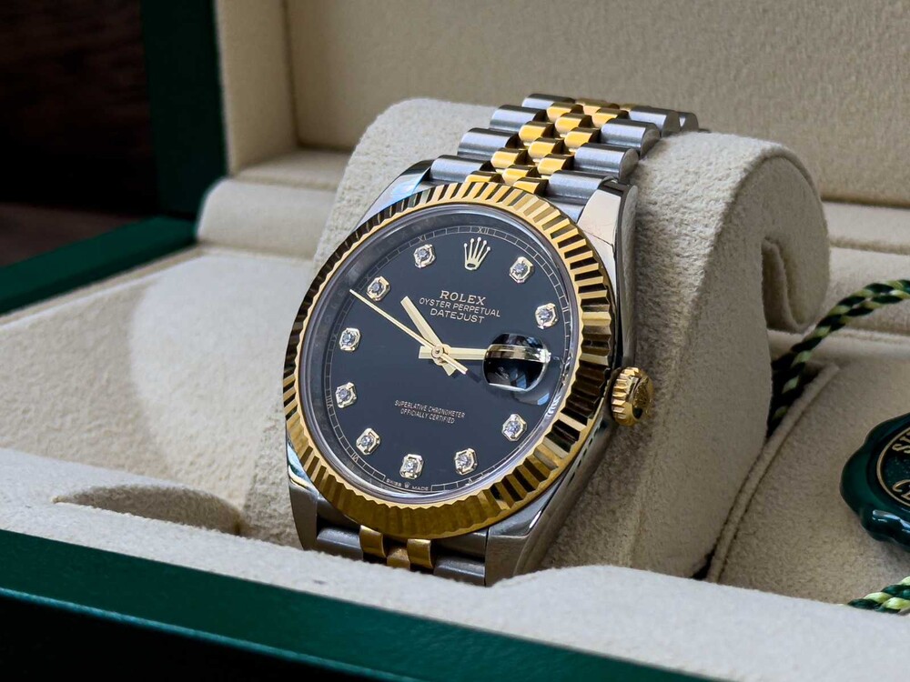 FOTOS! B/M Rolex Datejust 41 DIAMOND Oyster 41mm Oystersteel Gelbgold 126333 2023 GARANTIE 