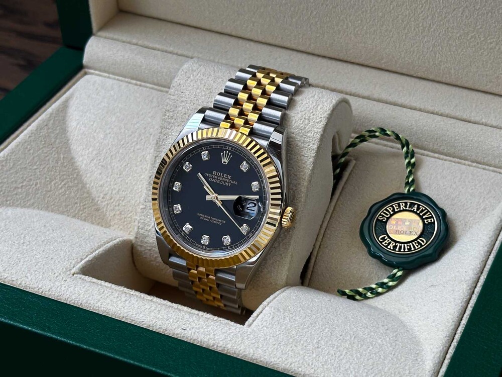 FOTOS! B/M Rolex Datejust 41 DIAMOND Oyster 41mm Oystersteel Gelbgold 126333 2023 GARANTIE 