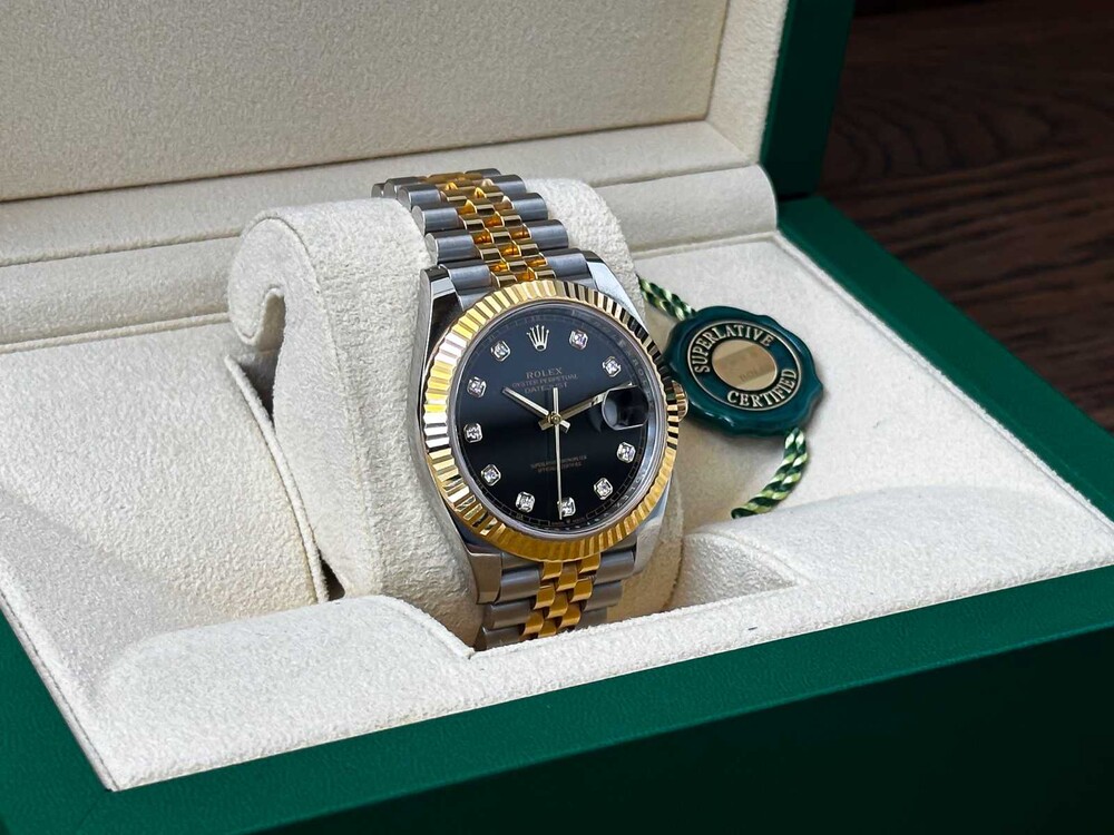 FOTOS! B/M Rolex Datejust 41 DIAMOND Oyster 41mm Oystersteel Gelbgold 126333 2023 GARANTIE 