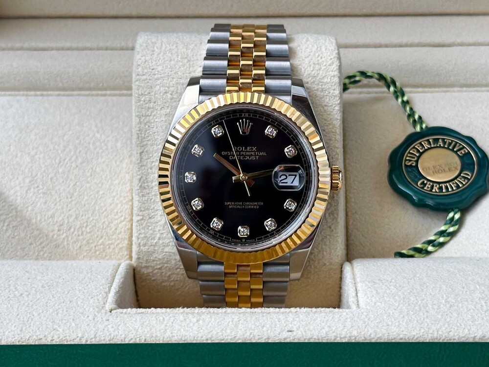 FOTOS! B/M Rolex Datejust 41 DIAMOND Oyster 41mm Oystersteel Gelbgold 126333 2023 GARANTIE 
