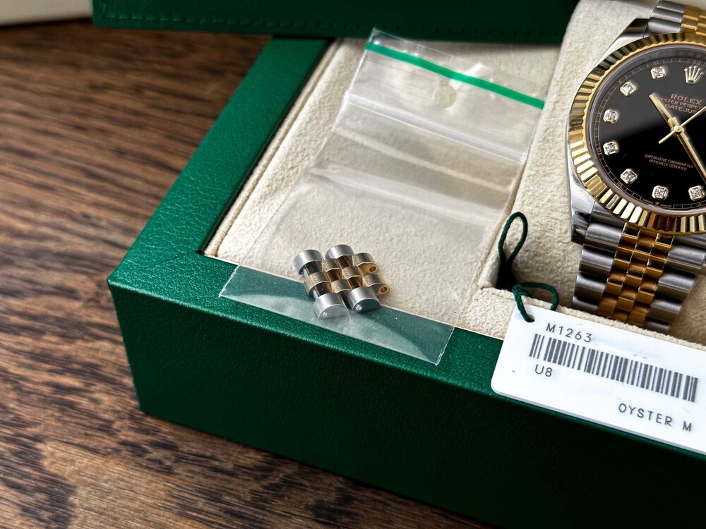 FOTOS! B/M Rolex Datejust 41 DIAMOND Oyster 41mm Oystersteel Gelbgold 126333 2023 GARANTIE 