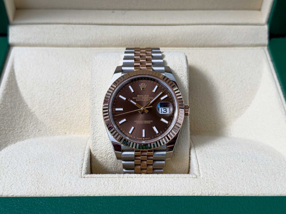 PHOTOS! B/M? Rolex Datejust 41 CHOCOLATE Everose-Gold Oyster 41mm Oystersteel Everose-Gold 126331 2023 WARRANTY 