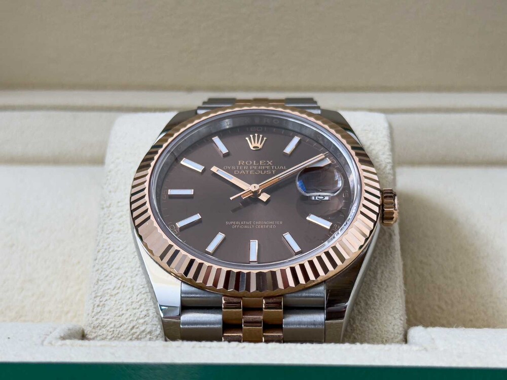 PHOTOS! B/M? Rolex Datejust 41 CHOCOLATE Everose-Gold Oyster 41mm Oystersteel Everose-Gold 126331 2023 WARRANTY 
