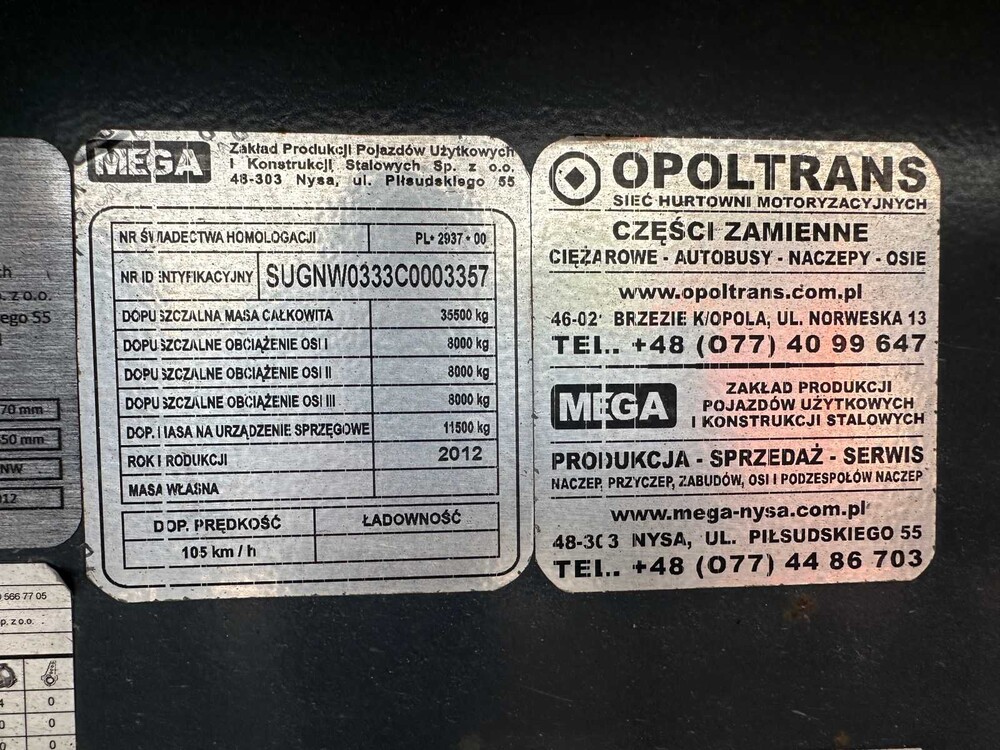 Mega MNW 2012, OL-85-TG - Auflieger - 