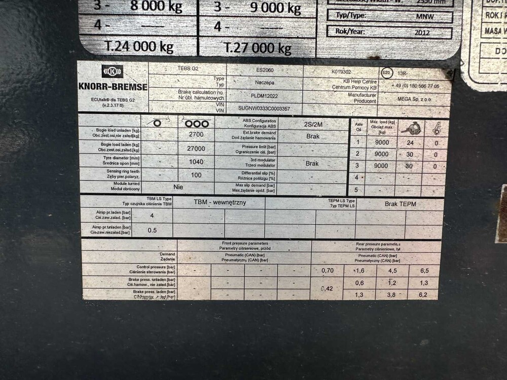 Mega MNW 2012, OL-85-TG - Auflieger - 