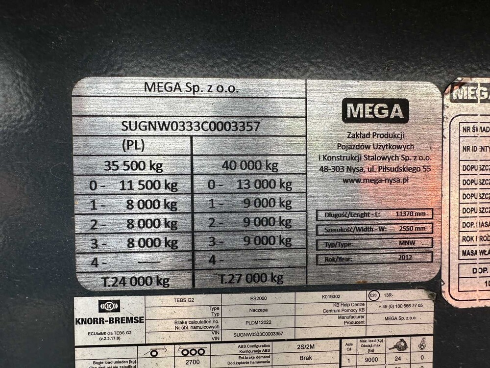 Mega MNW 2012, OL-85-TG - Auflieger - 
