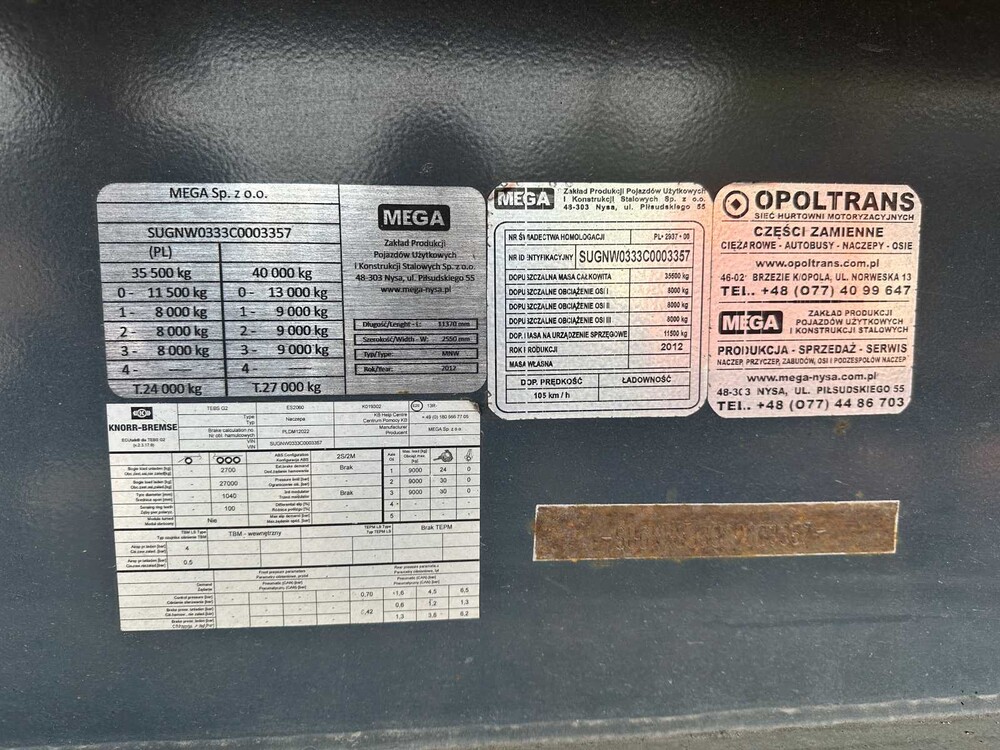 Mega MNW 2012, OL-85-TG - Auflieger - 