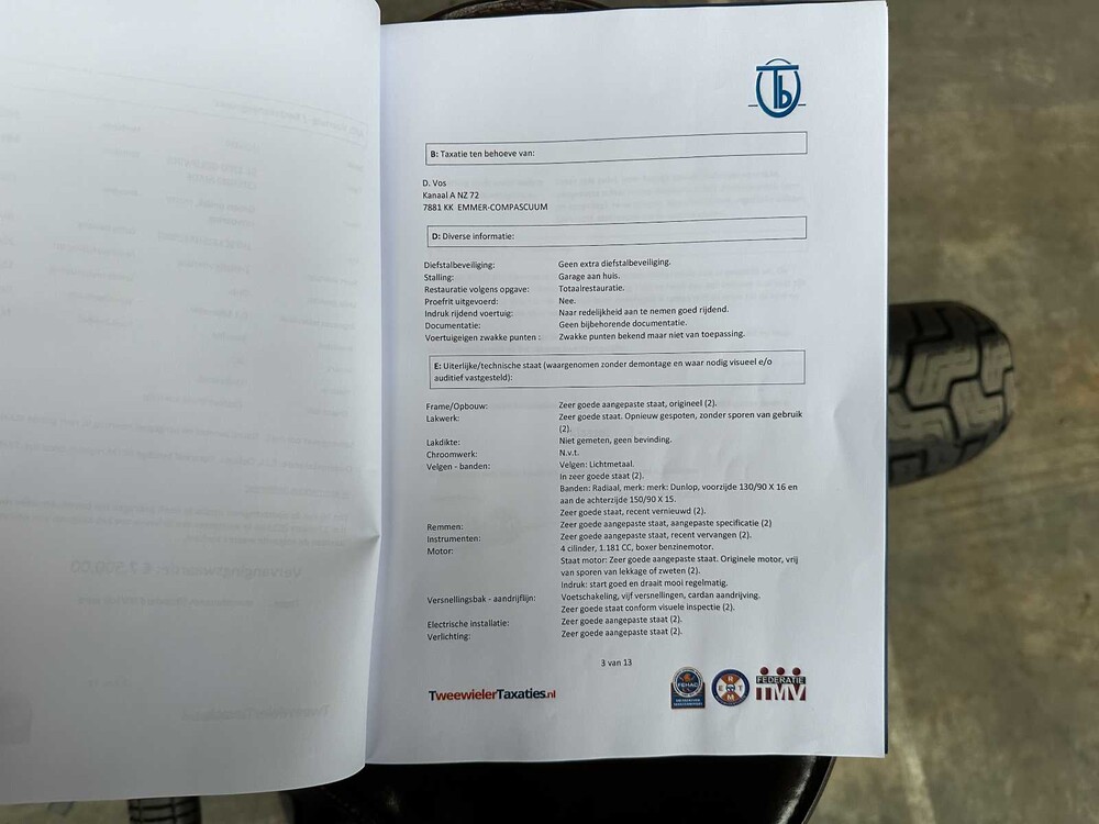 Honda GL1200 Interstate (CUSTOM GOLDWING) 1181cc 1987, MN-44-RD Cafe Racer Motorfiets