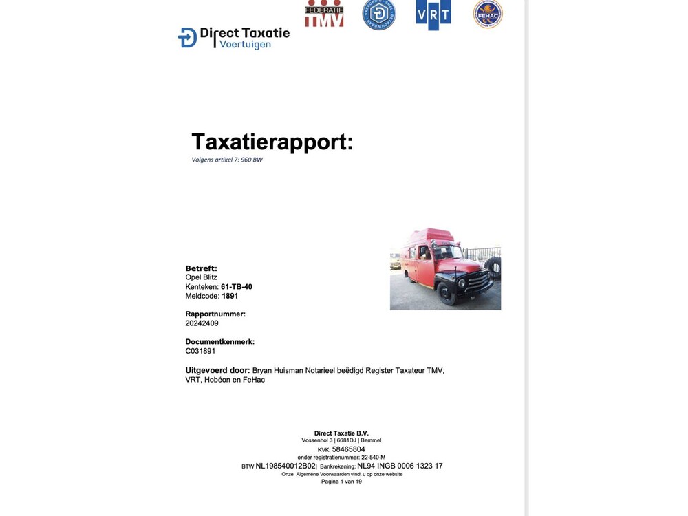 Opel Blitz 1.75 T BE Bolkop 2,5 L55-09590L Camper (Brandweerwagen) 1955, 61-TB-40