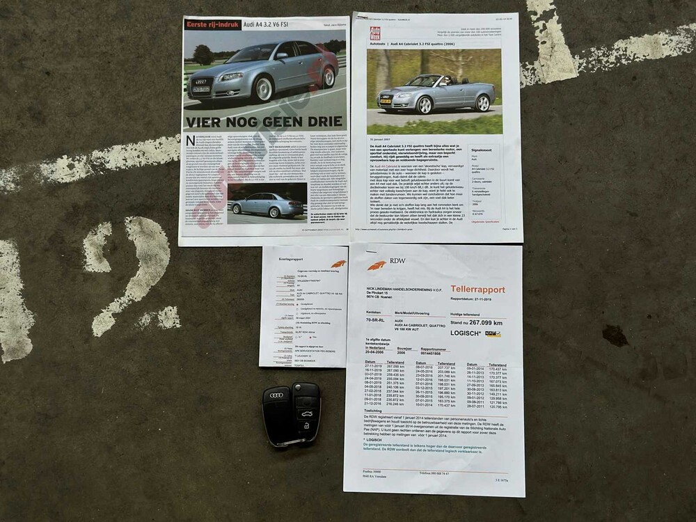 Audi A4 Cabriolet 3.2 FSI V6 Quattro Pro Line 256pk 2006, 70-SR-RL Youngtimer